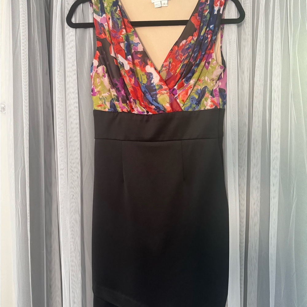 London Times Colorful Asymmetrical Dress